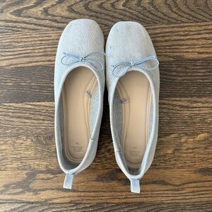 ZARA Girls Cotton Denim Ballet Flat 34 EU / 2.5 US